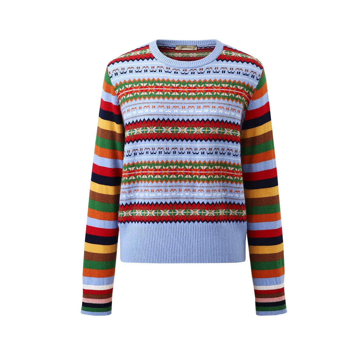 100% Wool Colorful Fair Isle Knit Sweater