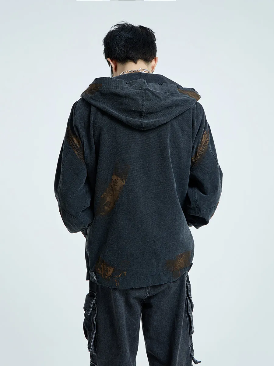 【23s September.】Vintage Distressed Hooded Denim Jacket-L