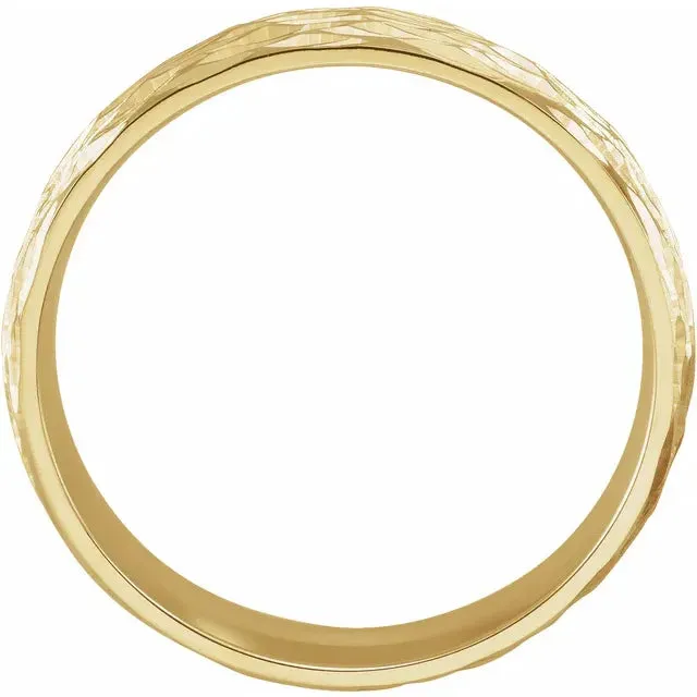 6 mm Tree Bark Patterned 14k Gold Comfort-Fit Band