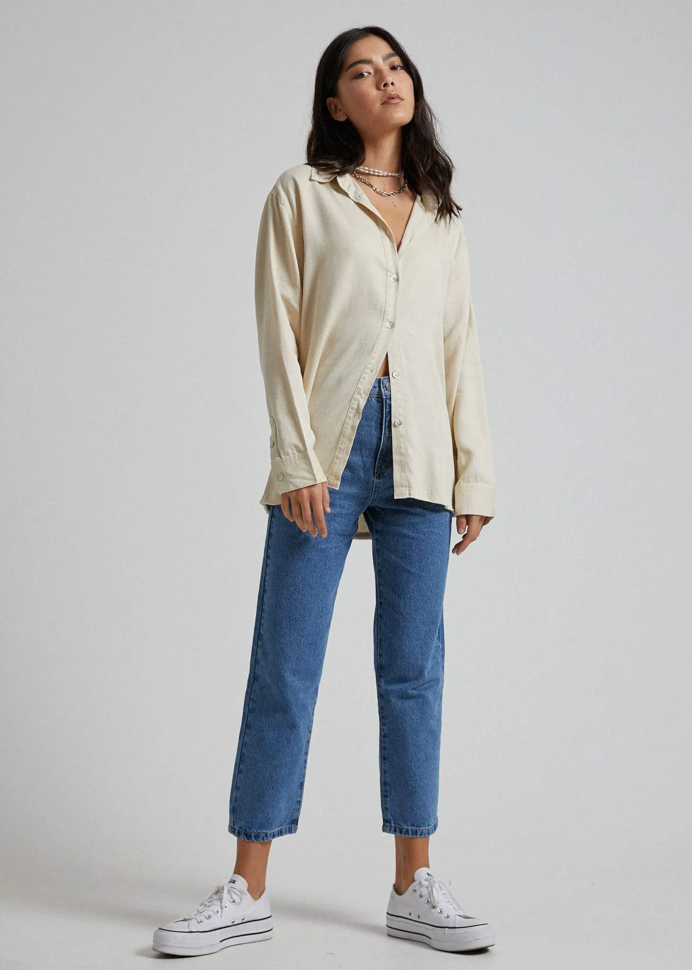 Afends Womens Uma - Hemp Raw Cut Shirt - Macadamia