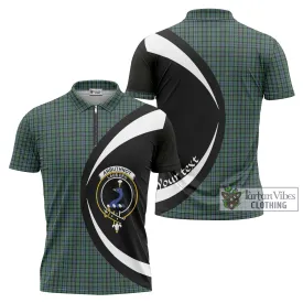 Arbuthnot Tartan Zipper Polo Shirt with Family Crest Circle Style