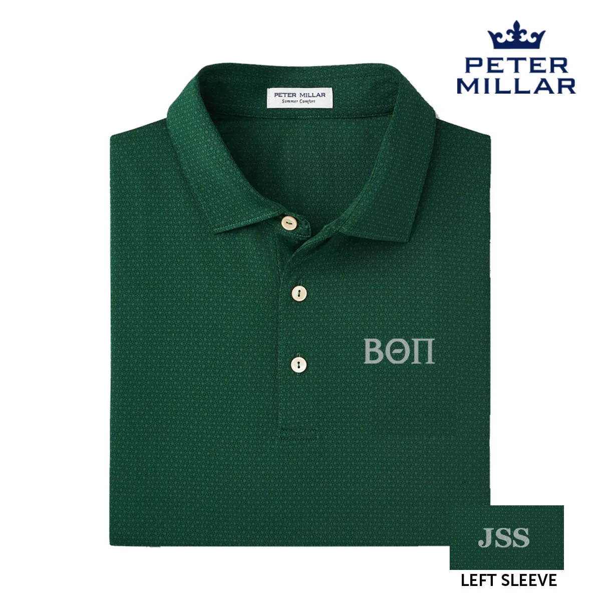 Beta Personalized Peter Millar Tesseract Patterned Polo With Greek Letters