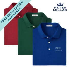 Beta Personalized Peter Millar Tesseract Patterned Polo With Greek Letters