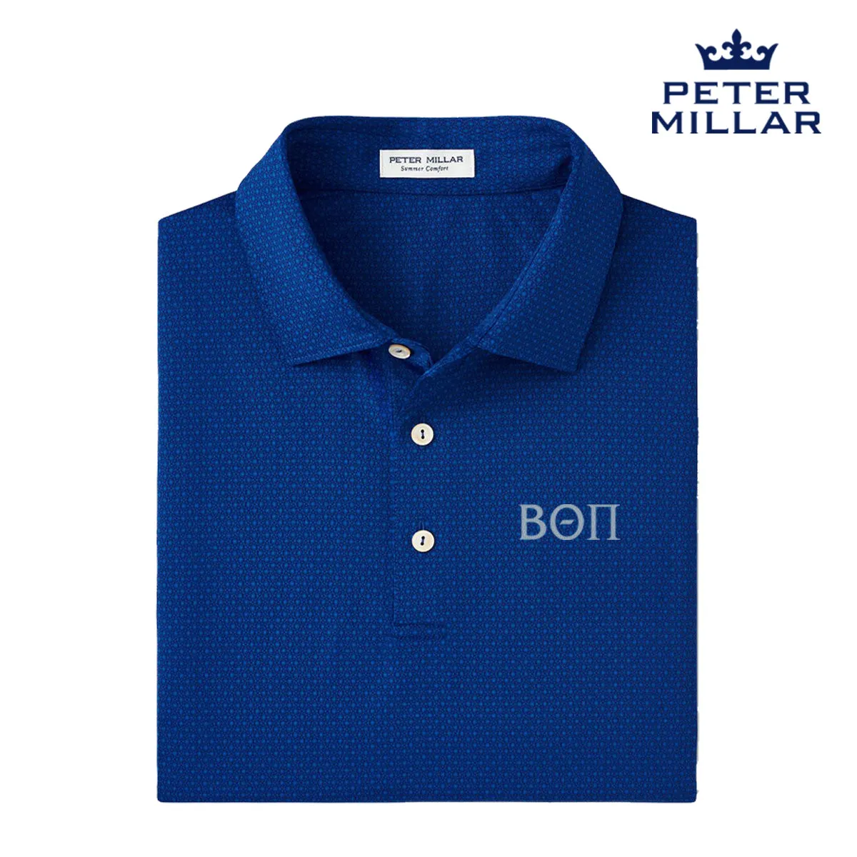 Beta Peter Millar Tesseract Patterned Polo With Greek Letters