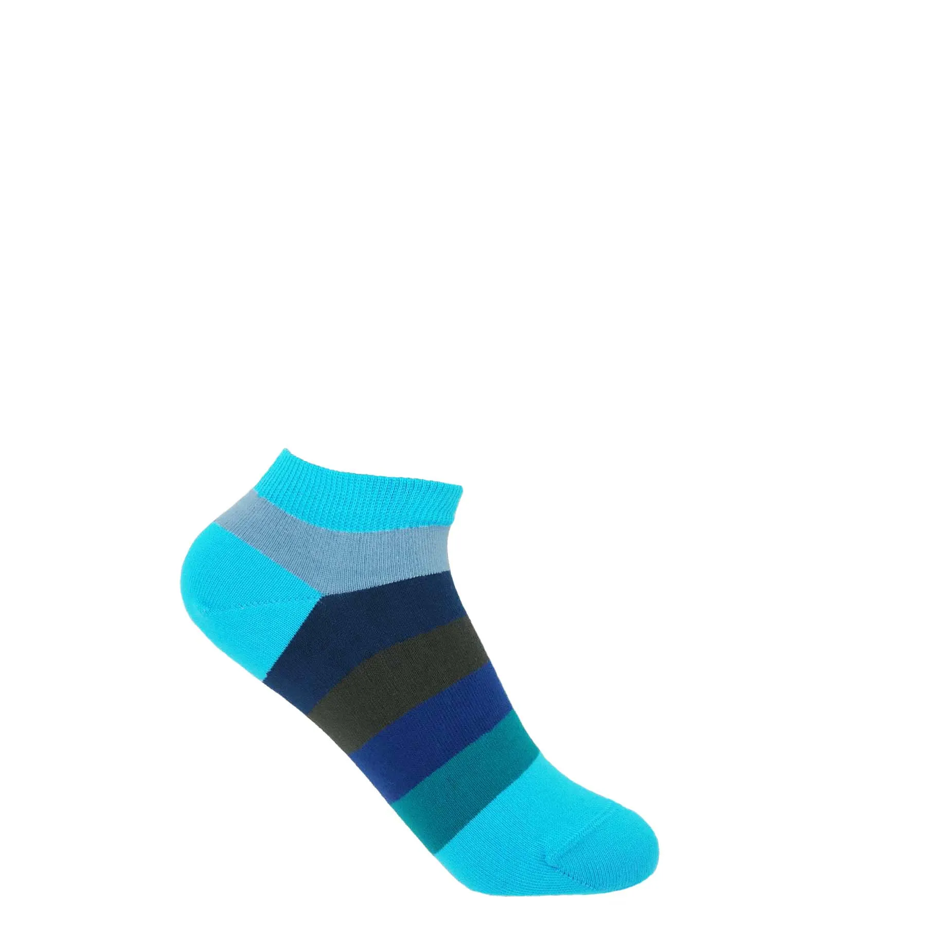 Block Stripe Women's Trainer Socks Bundle - Aqua & Fire