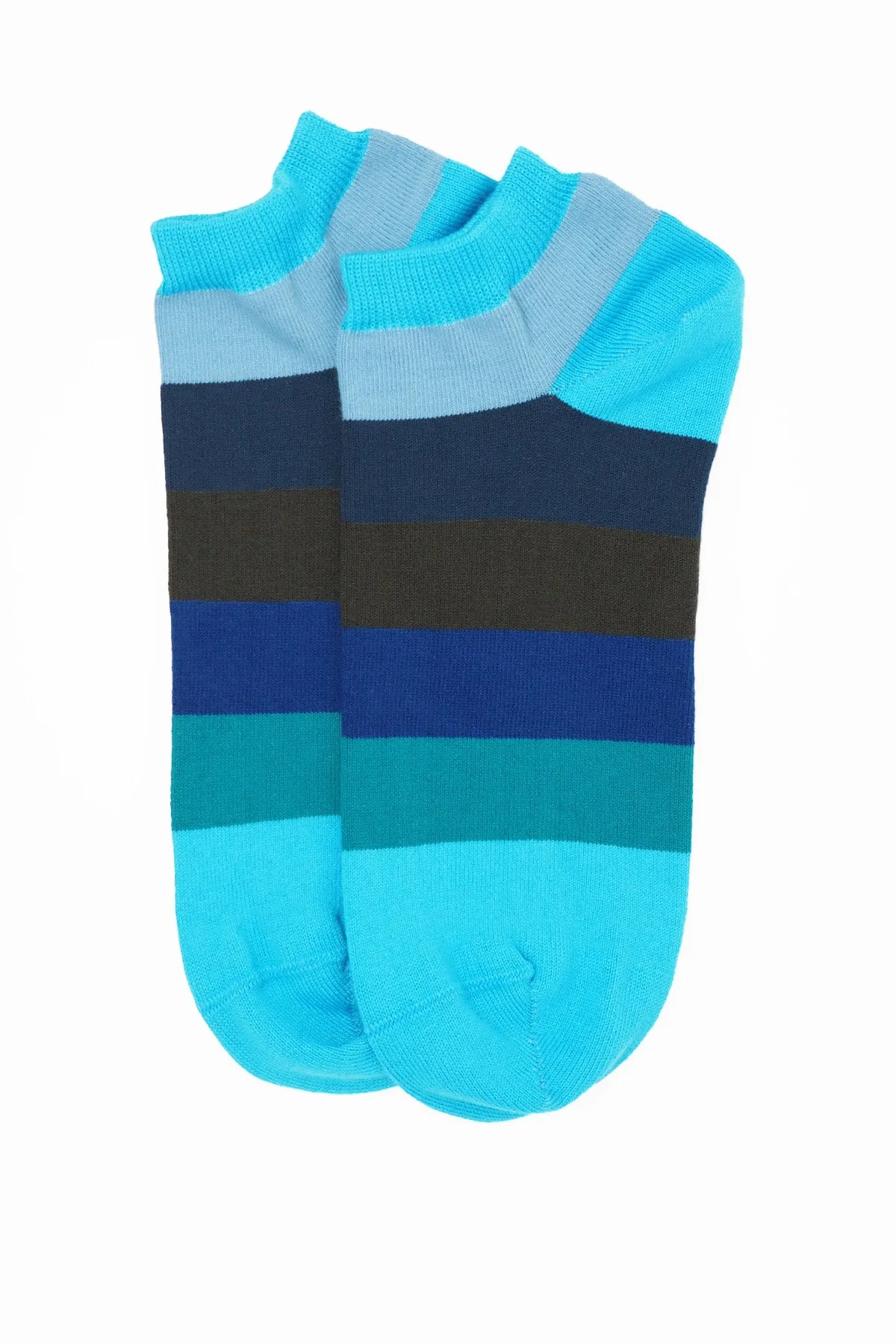 Block Stripe Women's Trainer Socks Bundle - Aqua & Fire