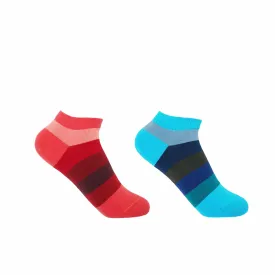 Block Stripe Women's Trainer Socks Bundle - Aqua & Fire