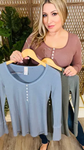 Blue Scoop Neck Top