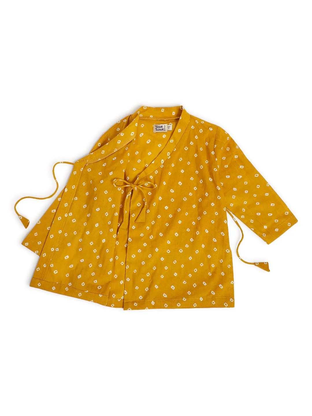 Boys Babu Moshai Bandhani Kurta Pyjama Set -Yellow