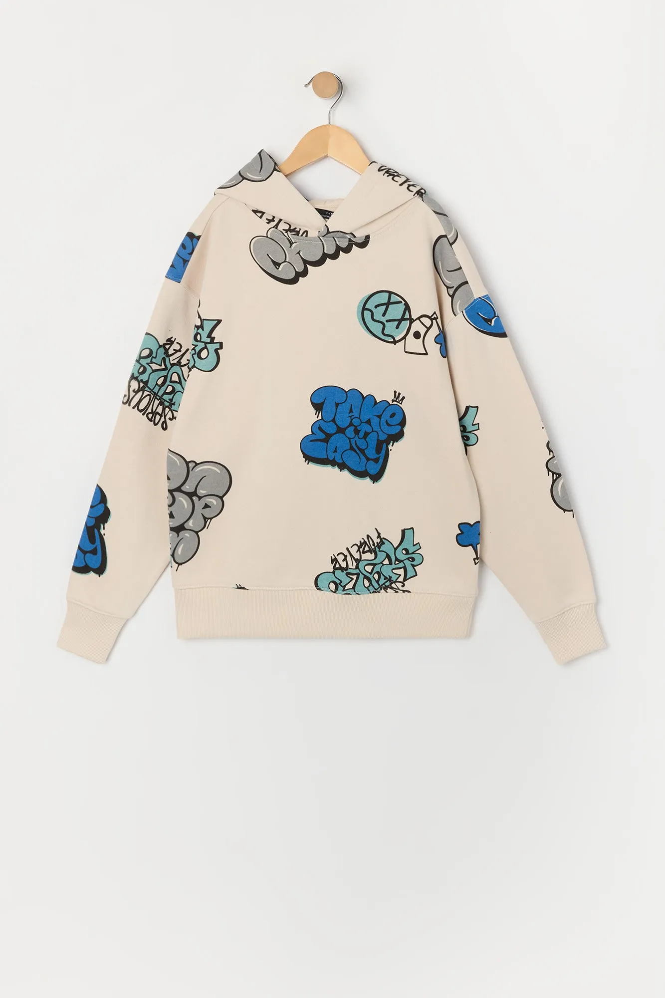 Boys Graffiti Print Fleece Hoodie