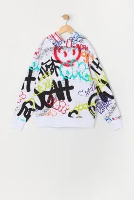 Boys Graffiti Print Fleece Hoodie