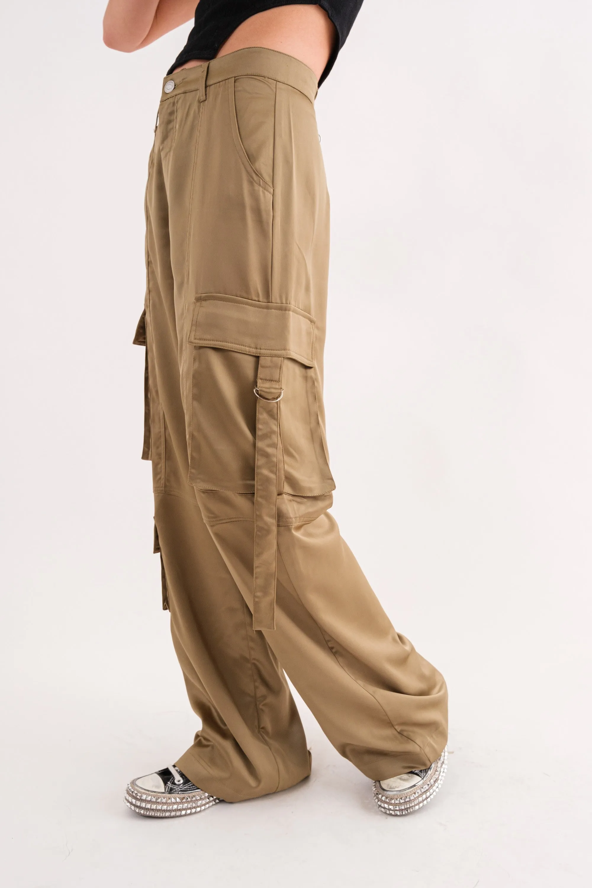 Cargo Pant With Buckle Strap Pockets Olive