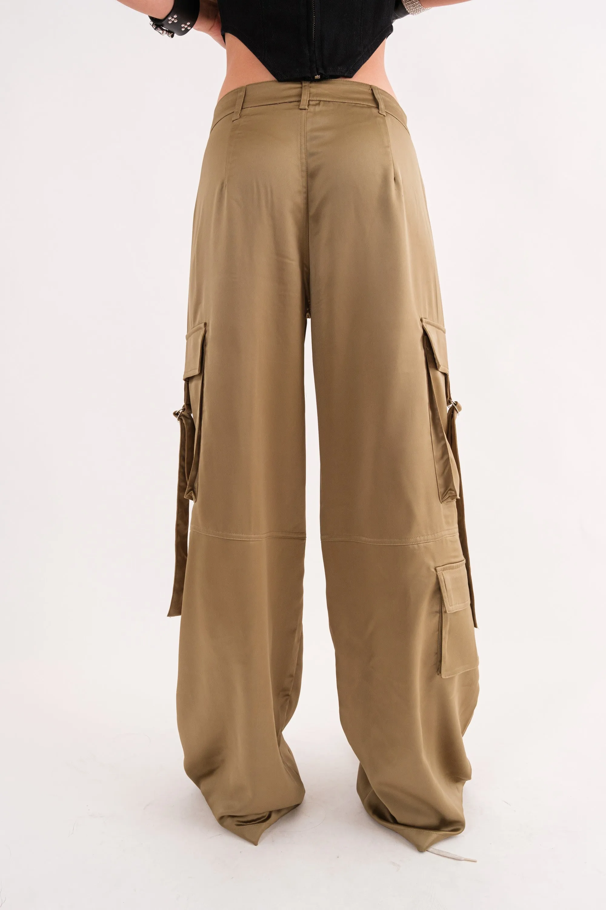 Cargo Pant With Buckle Strap Pockets Olive