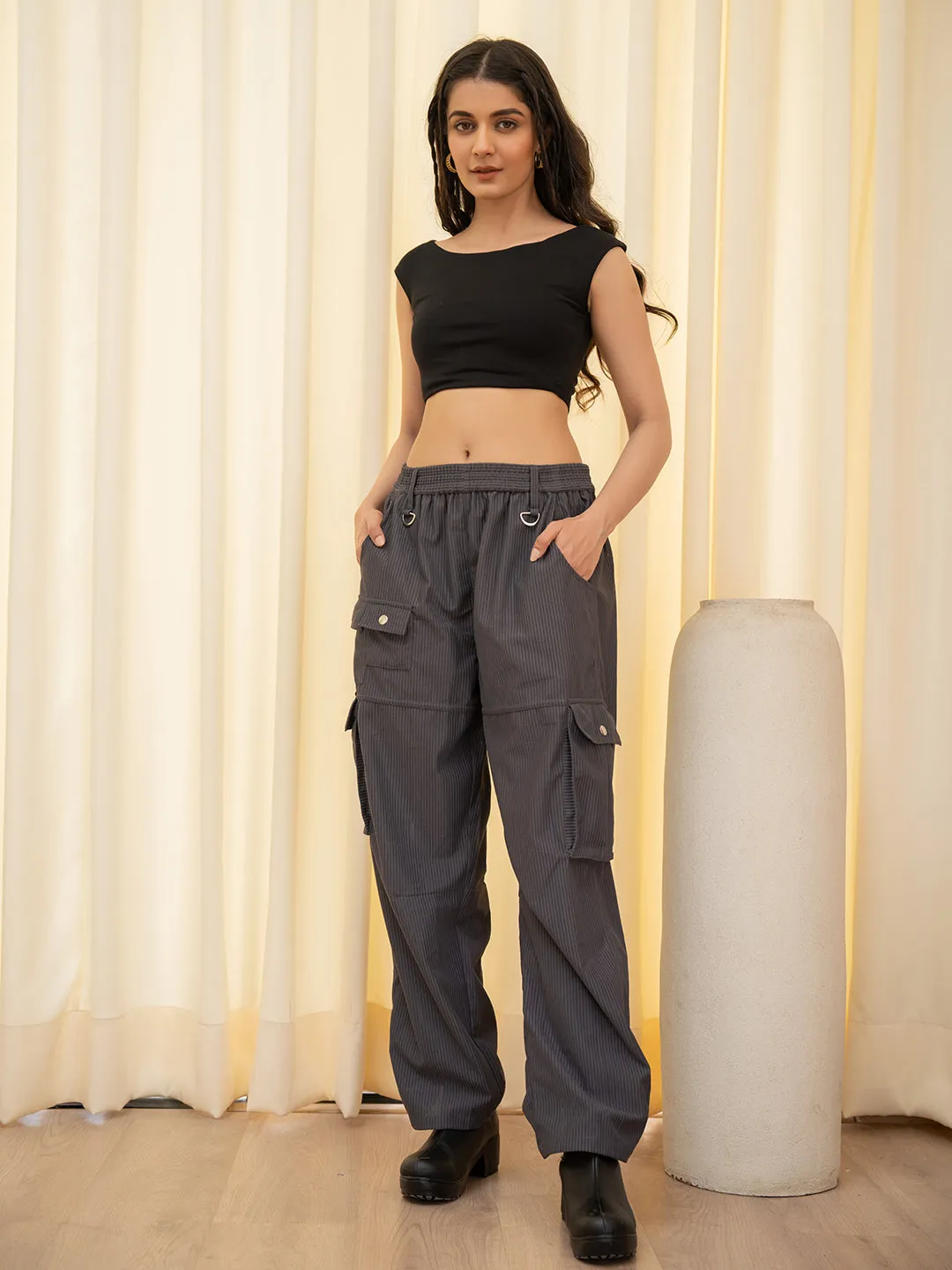 Corduroy Glacier Grey Cargo Pants