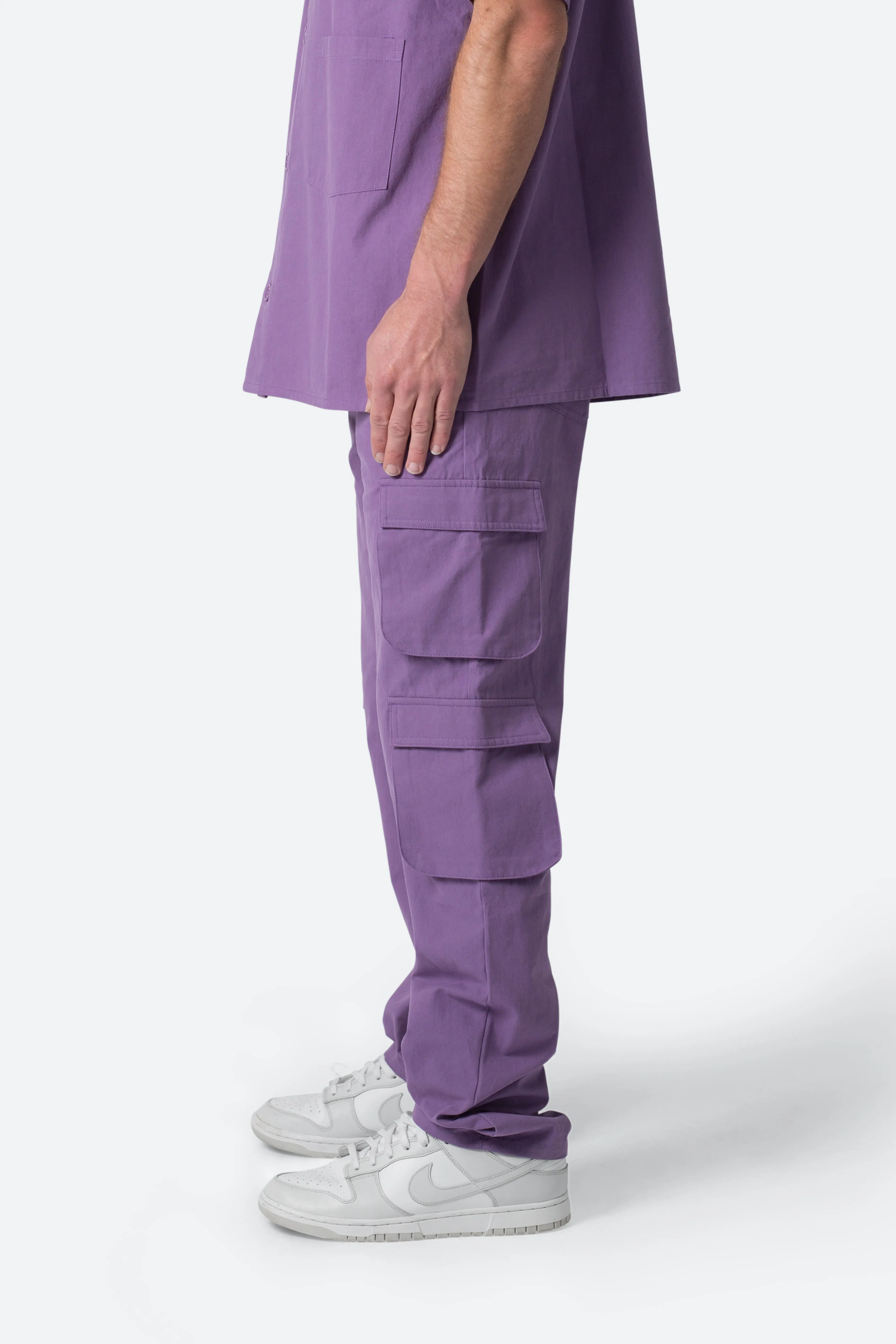 Cotton Cargo Pants - Purple