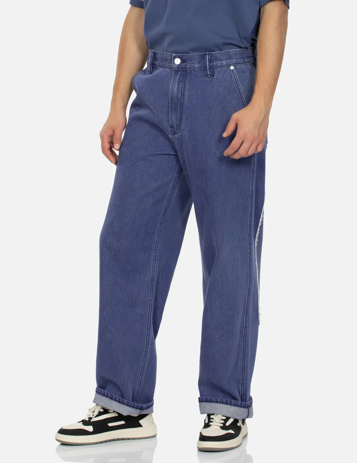 Daicock with Fringed Edges Baggy Fit Work Jeans