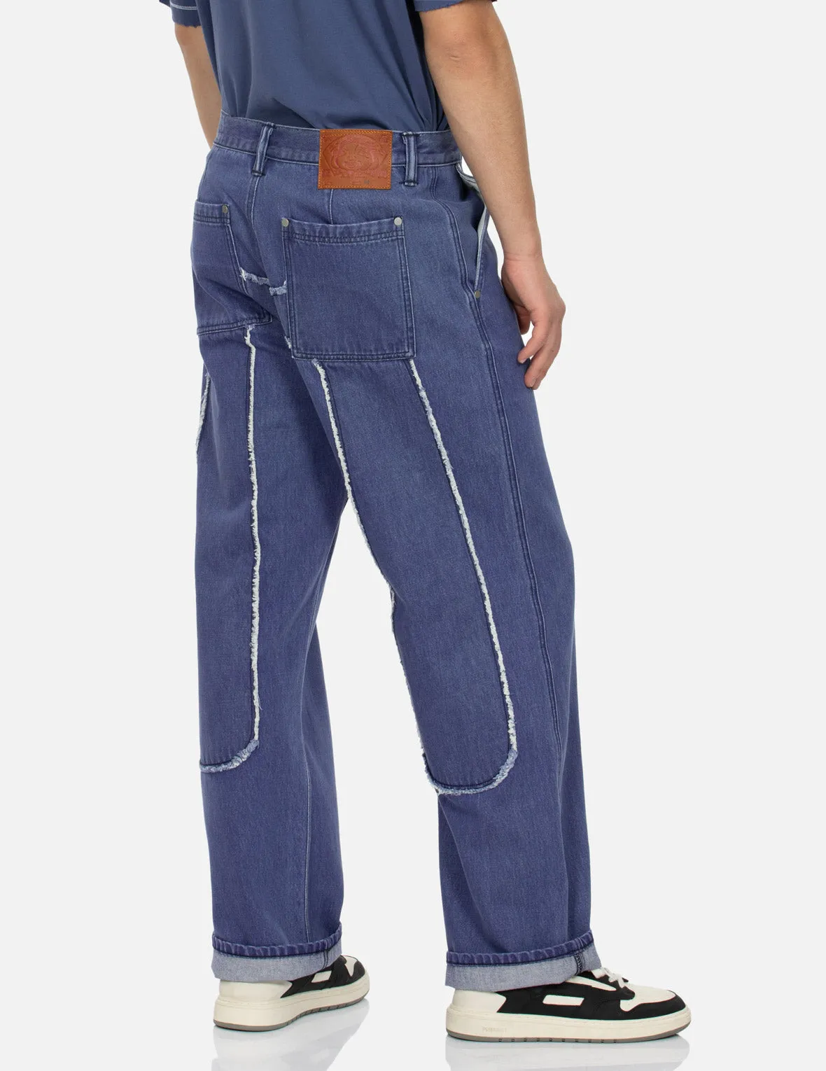 Daicock with Fringed Edges Baggy Fit Work Jeans