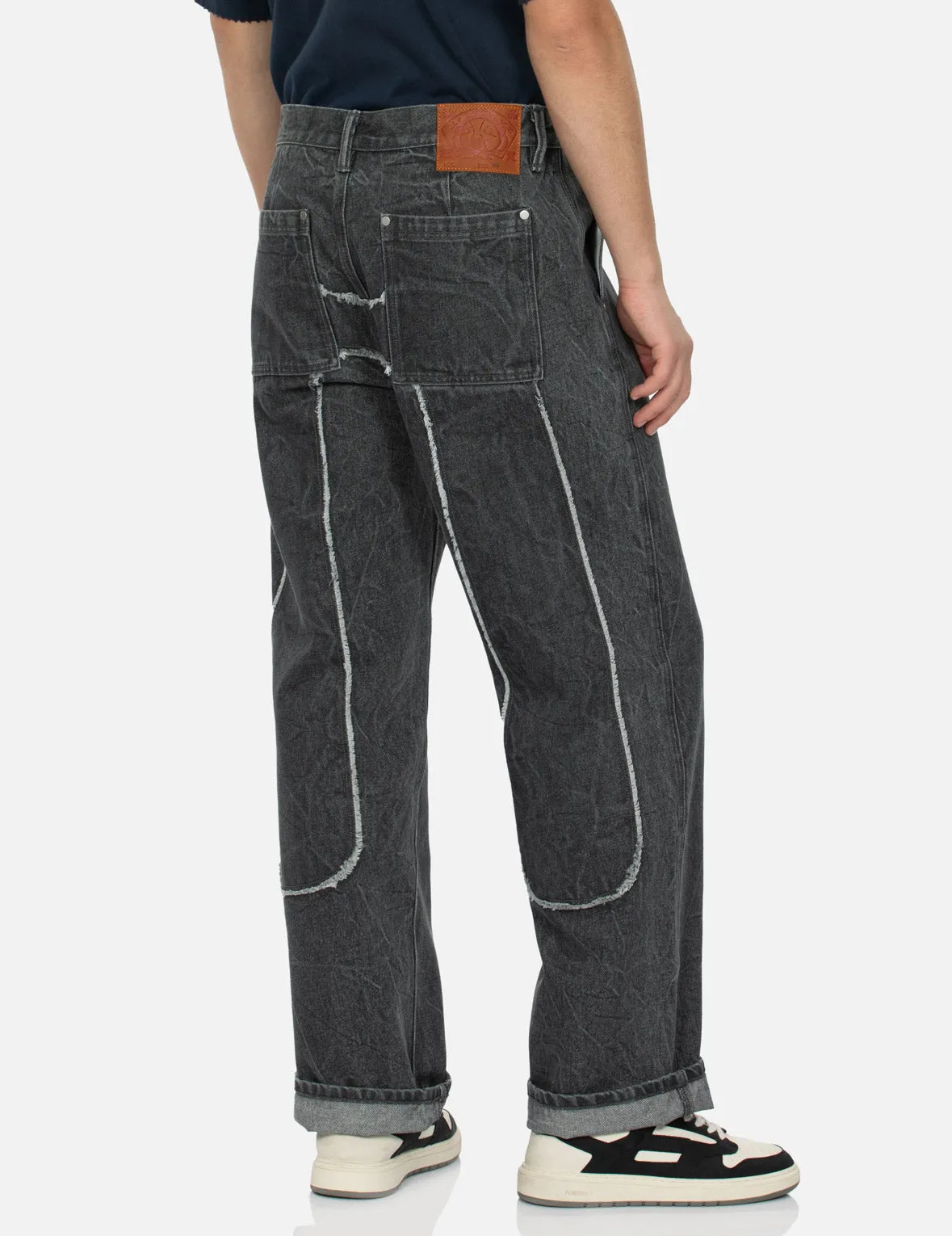 Daicock with Fringed Edges Baggy Fit Work Jeans