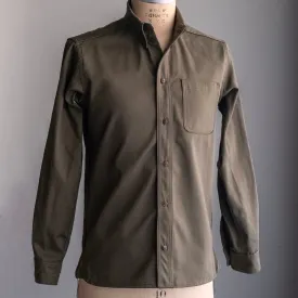 Denim Button Down Shirt Yoshiwa Olive 8oz Twill