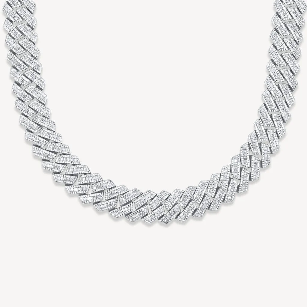 Diamond Prong Baguette Cuban Link Chain (19mm)