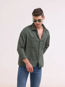 Echo - Single Piece Collar Shirt - Teal Green