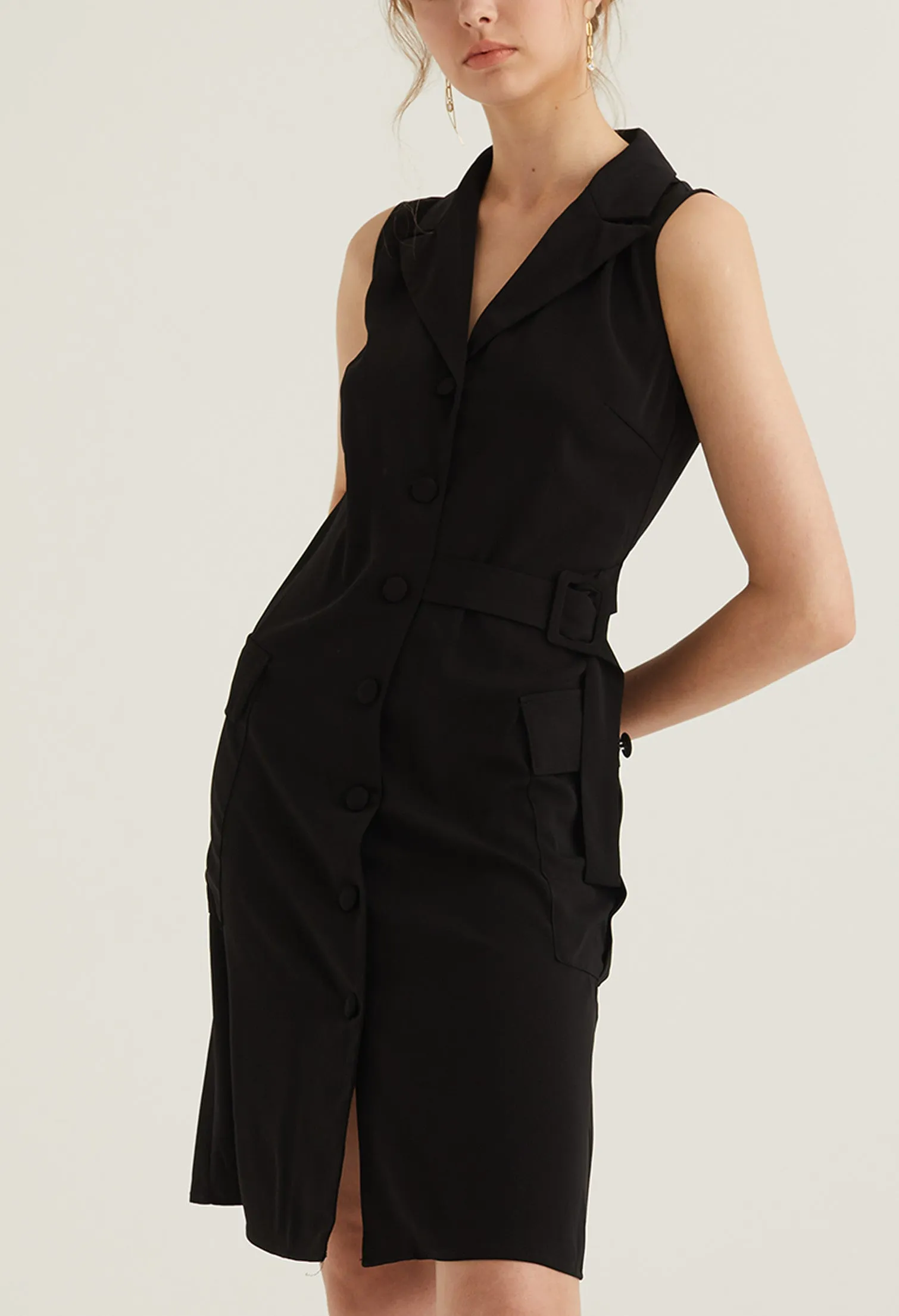 Full Button Vest Utility Dress