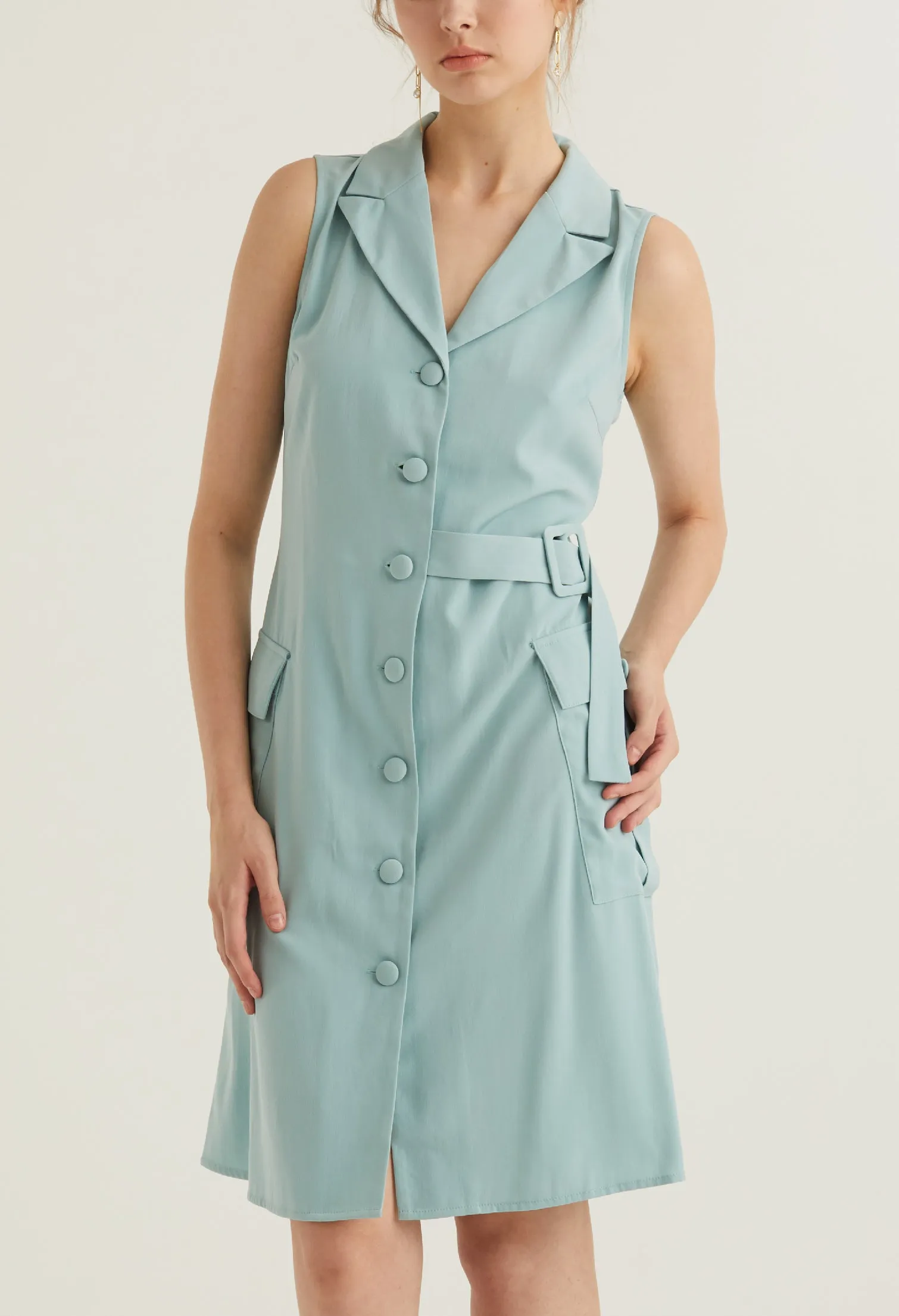 Full Button Vest Utility Dress