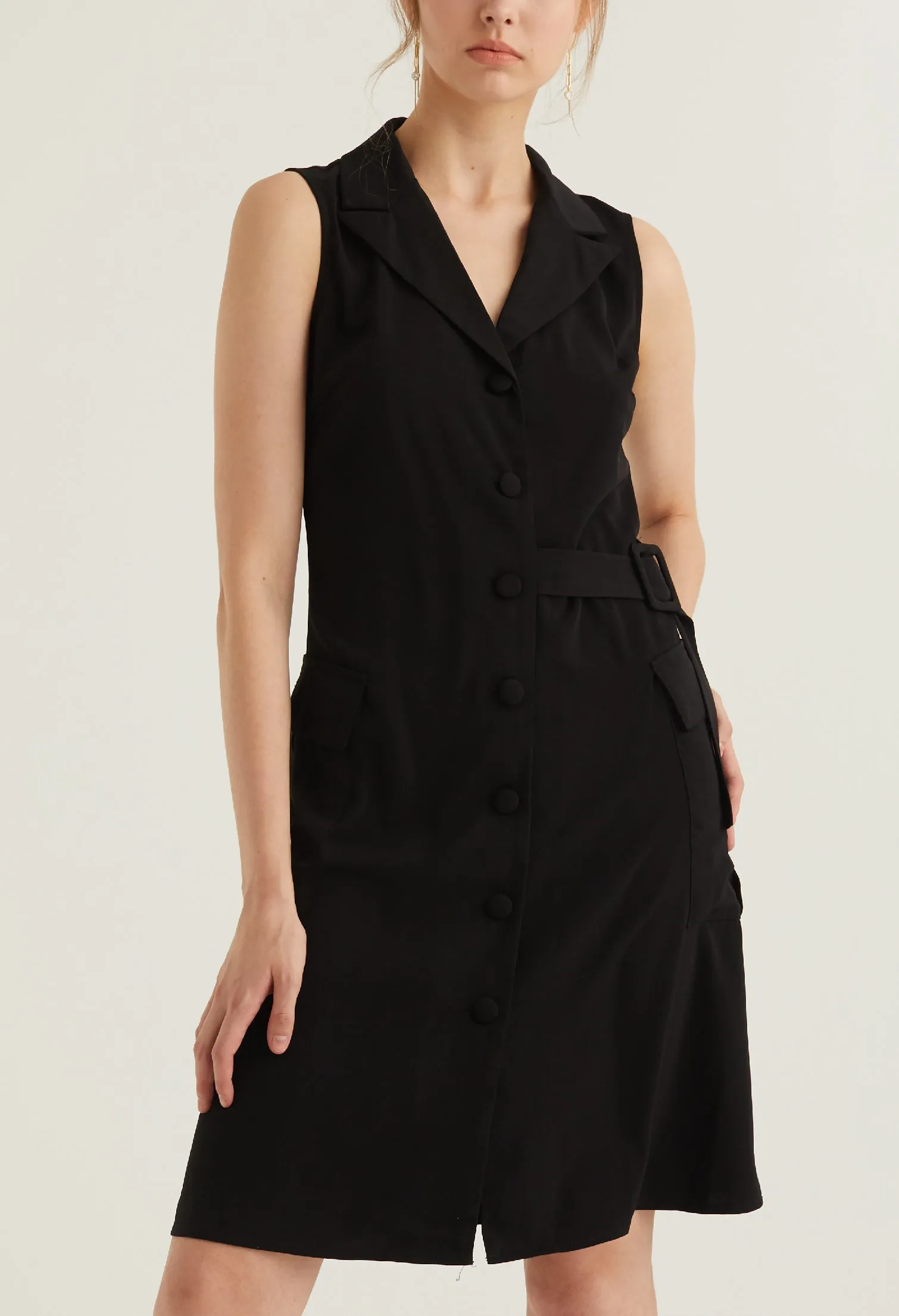 Full Button Vest Utility Dress