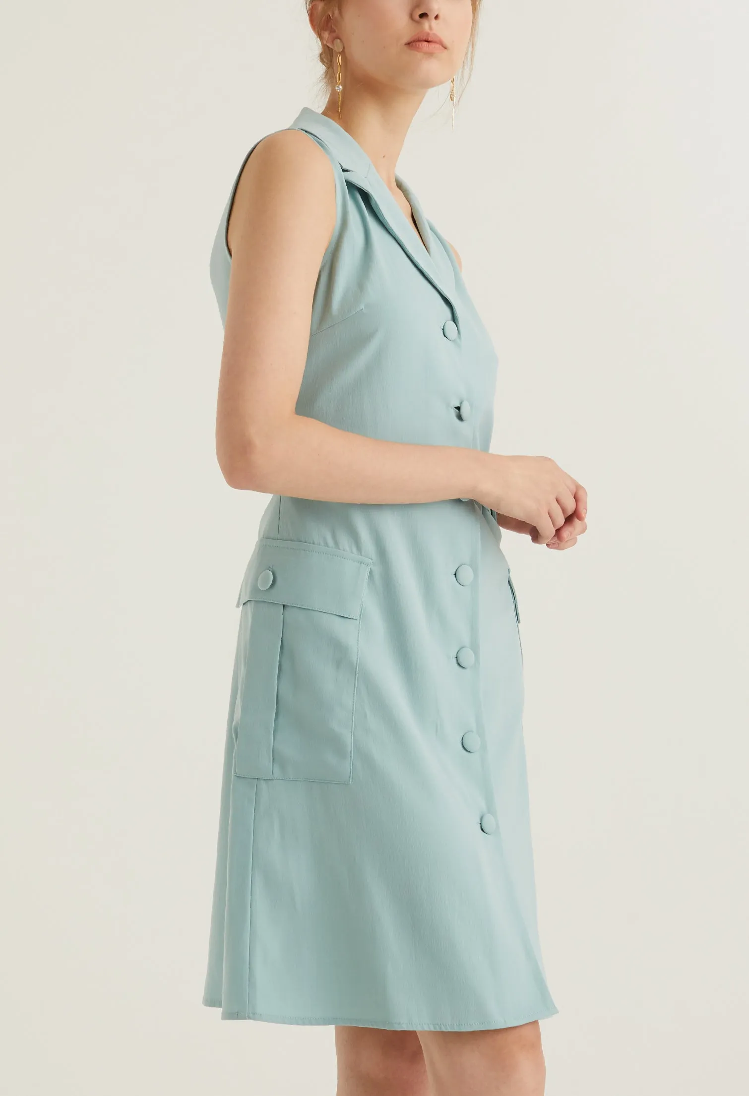 Full Button Vest Utility Dress