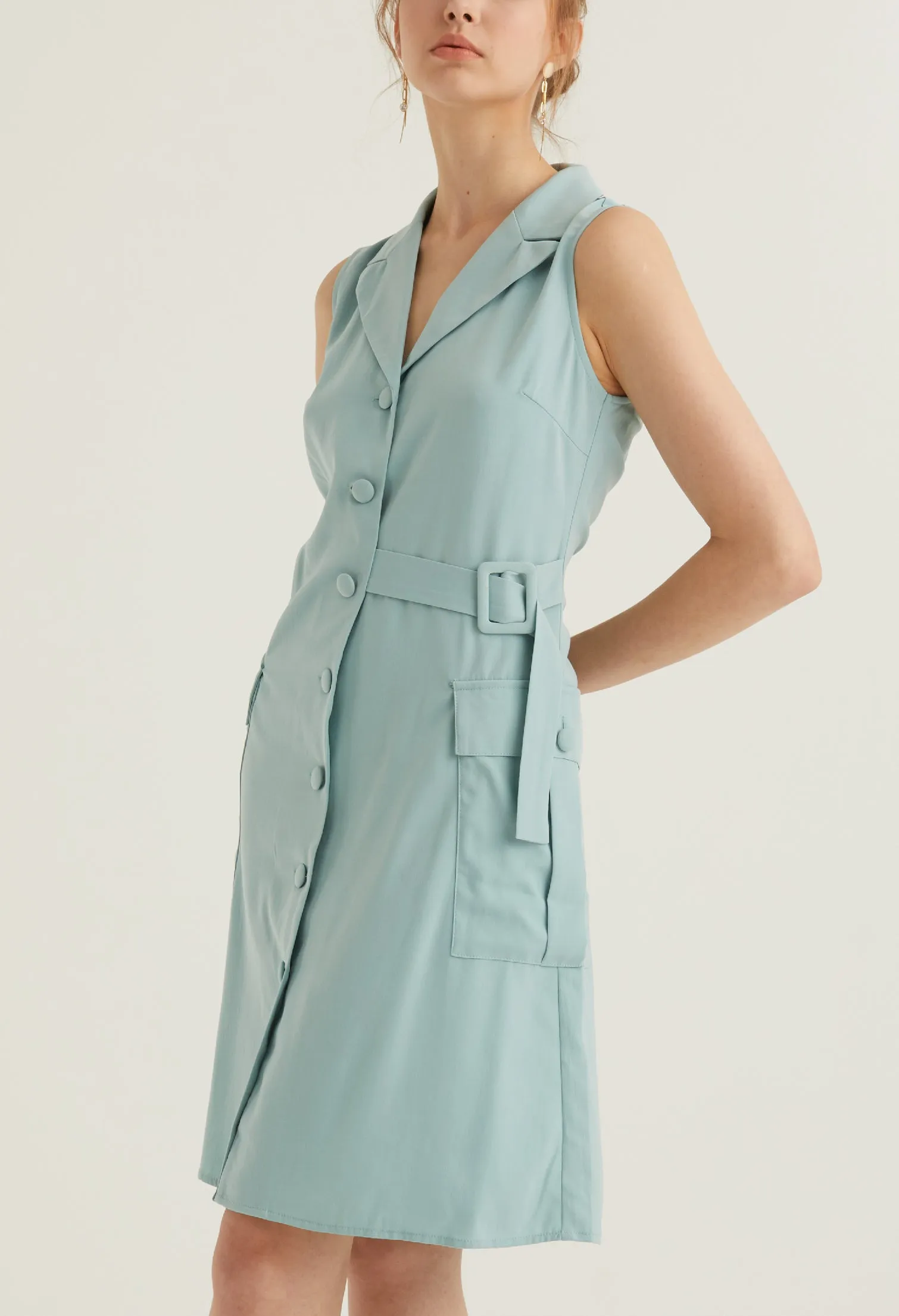 Full Button Vest Utility Dress