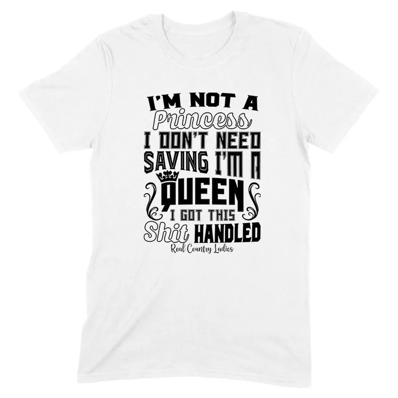 I'm Not A Princess Black Print Front Apparel