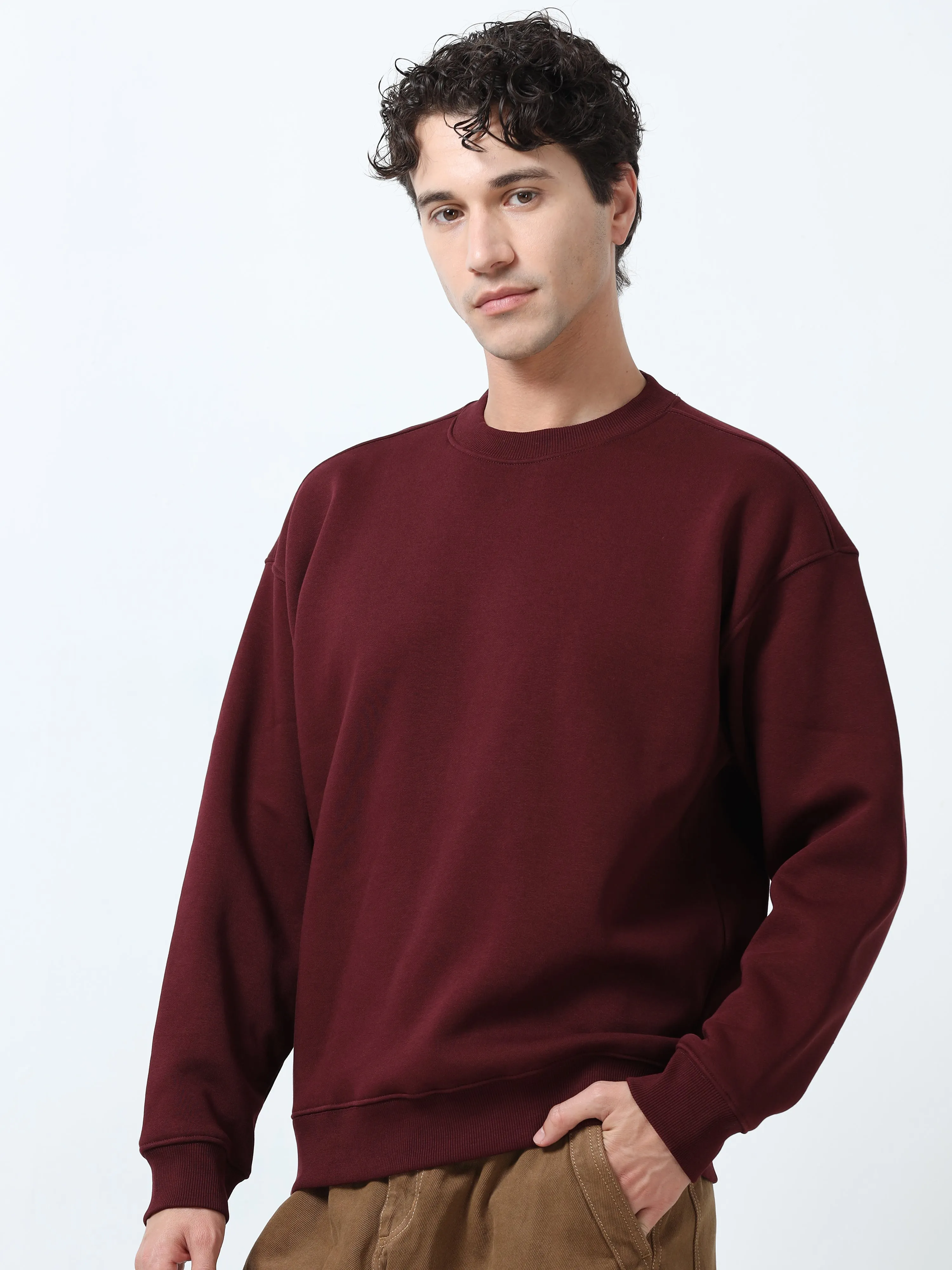 Lalo - Ribbed Plain Sweatshirt - Burgundy