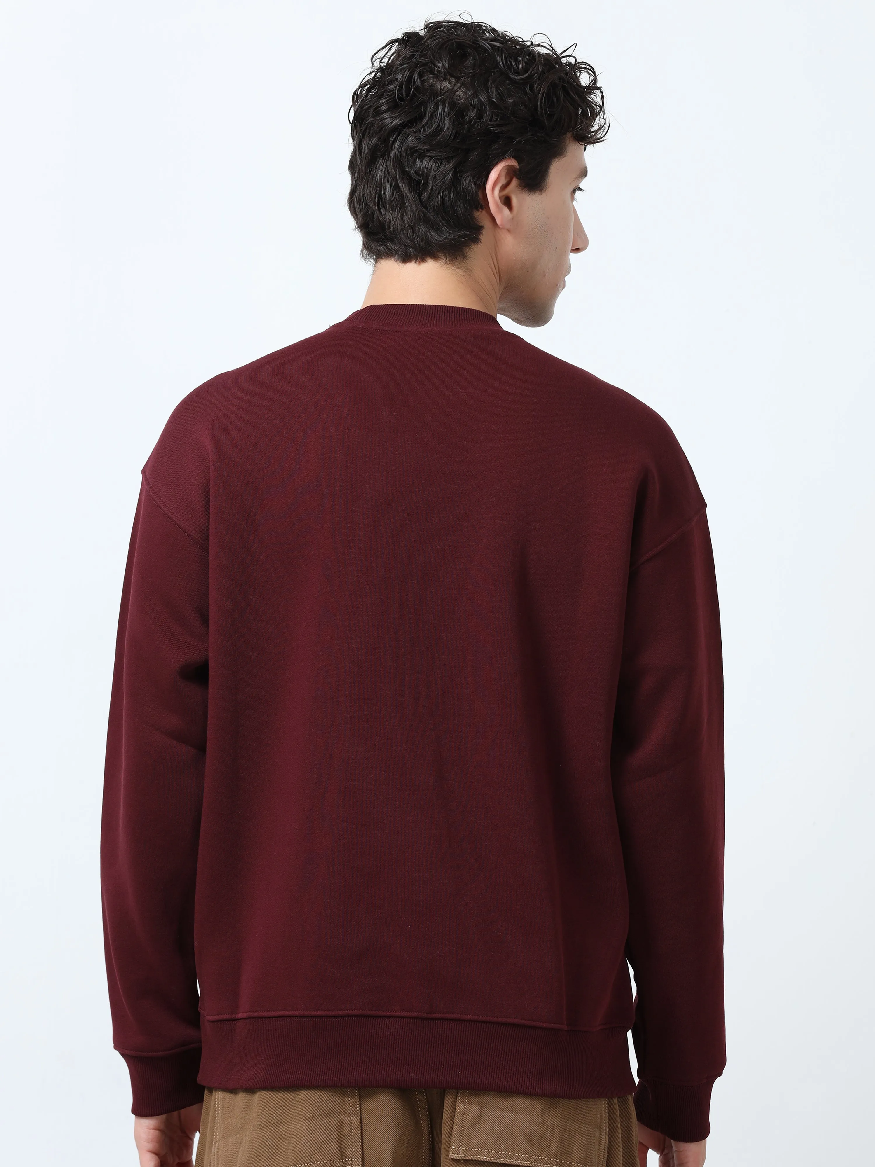 Lalo - Ribbed Plain Sweatshirt - Burgundy