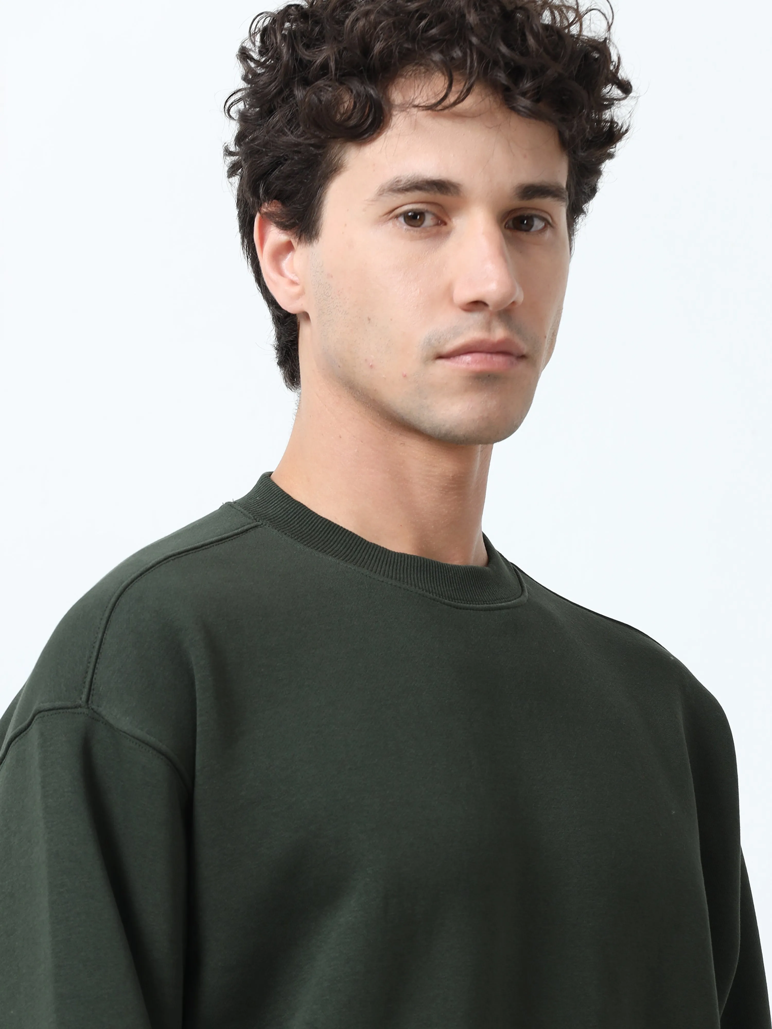 Lalo - Ribbed Plain Sweatshirt - Dark Green