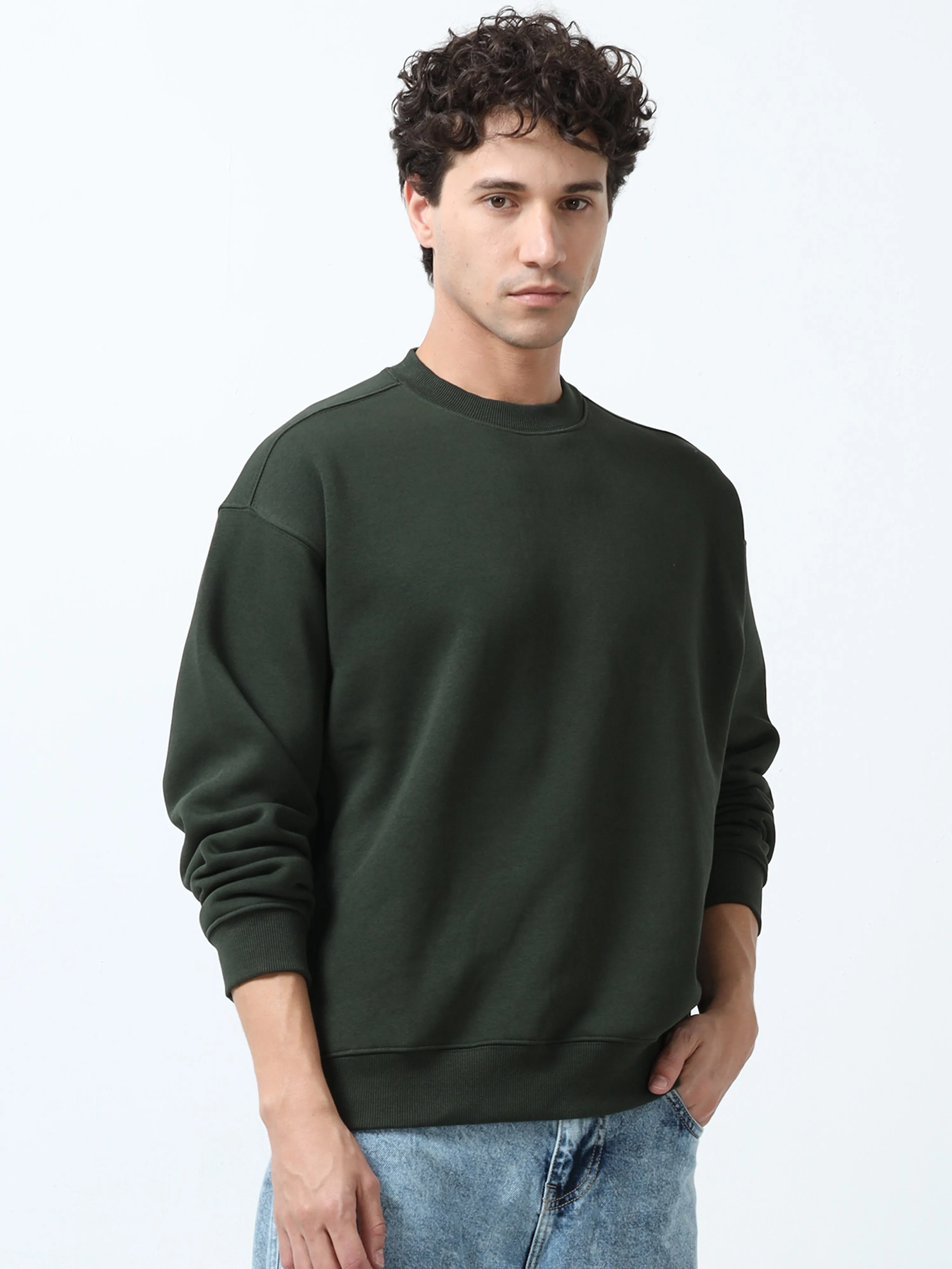 Lalo - Ribbed Plain Sweatshirt - Dark Green