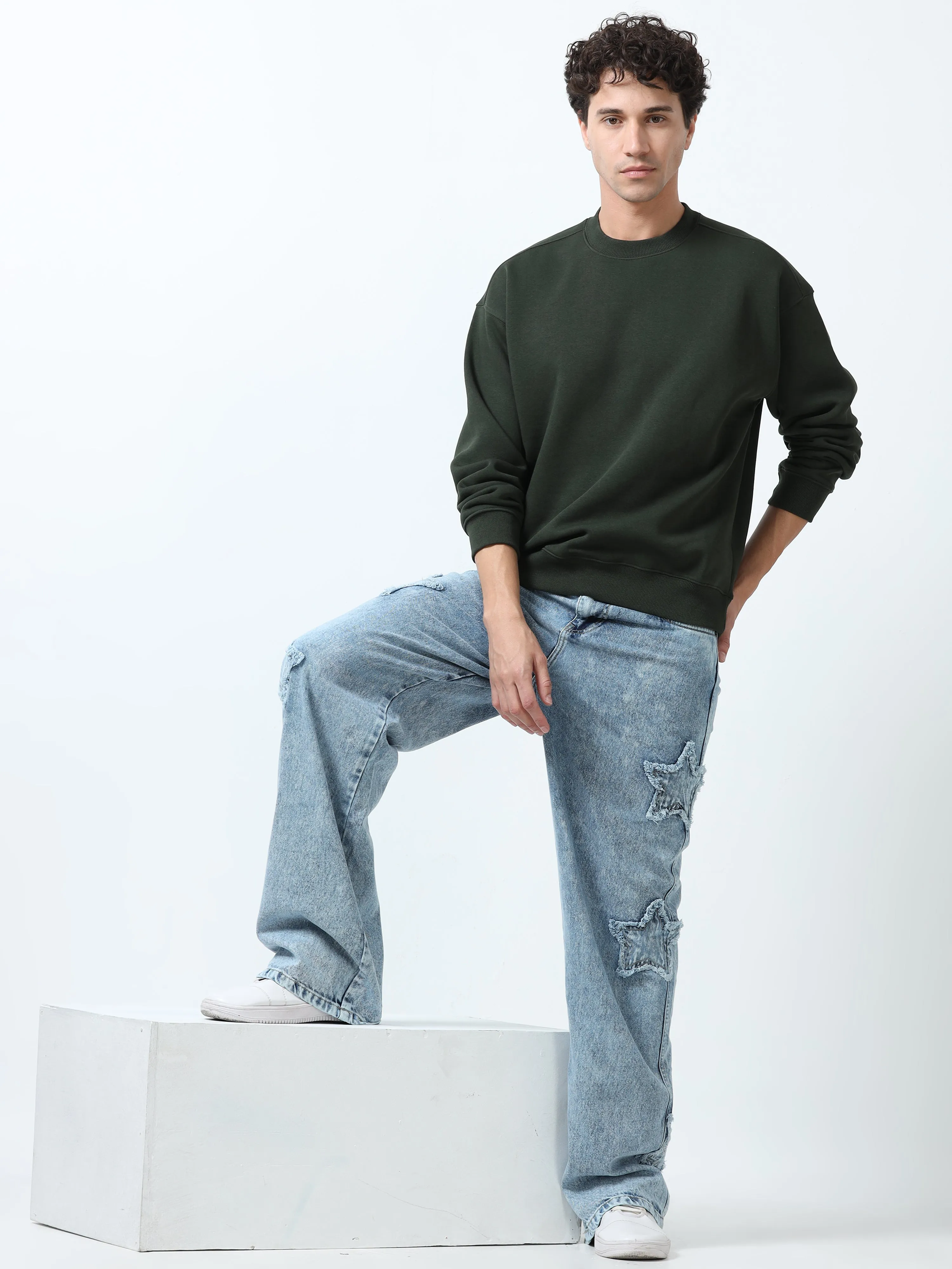 Lalo - Ribbed Plain Sweatshirt - Dark Green