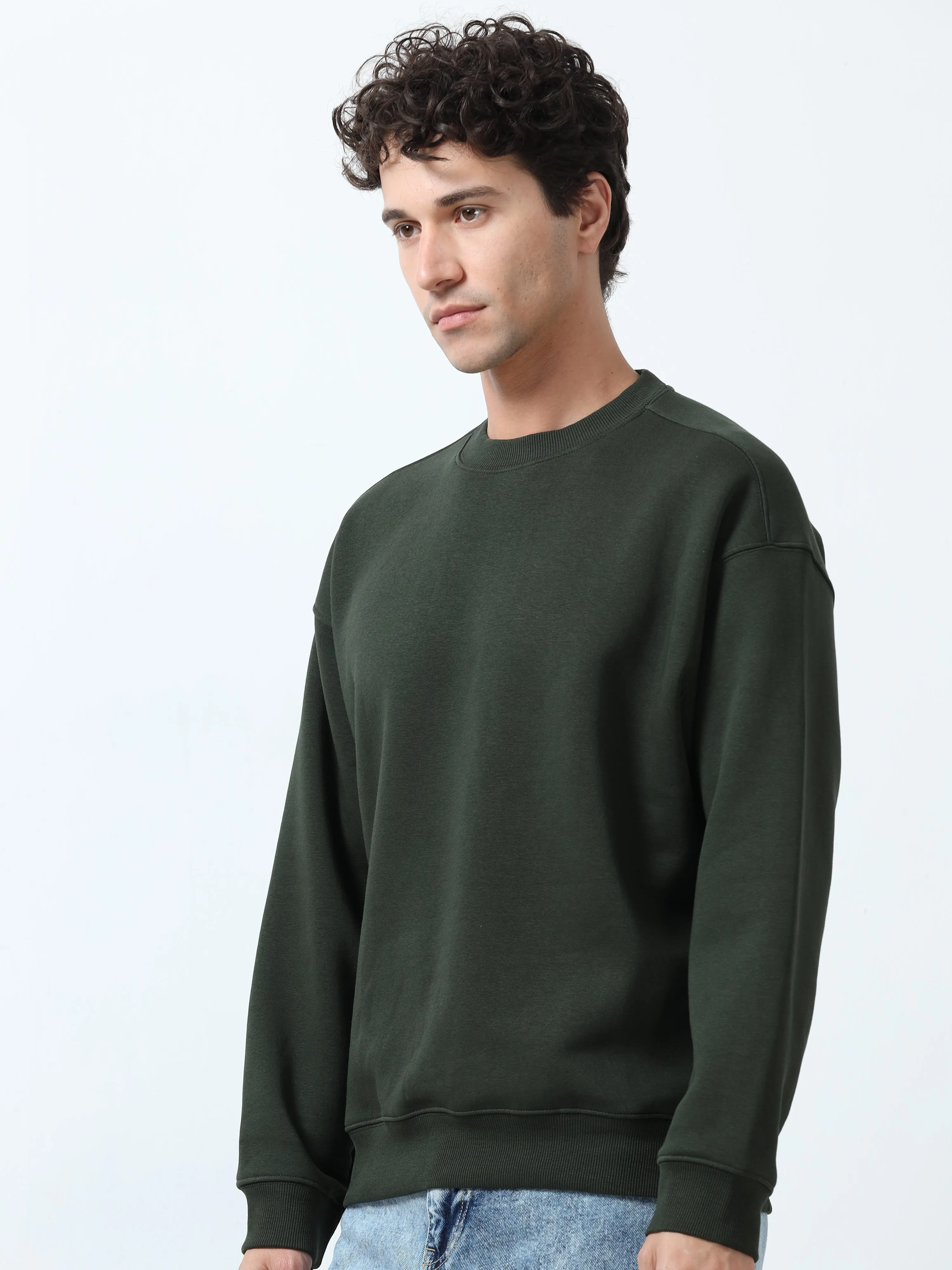 Lalo - Ribbed Plain Sweatshirt - Dark Green