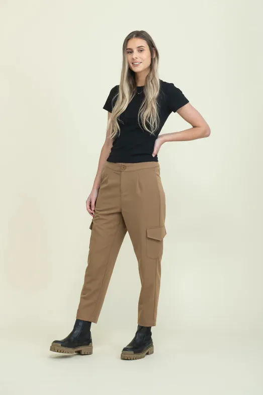 Laurel Slim Cargo Pant- Deep Caramel