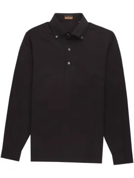 Long Sleeve Black Polo Shirt - Davis Fit (Slim)