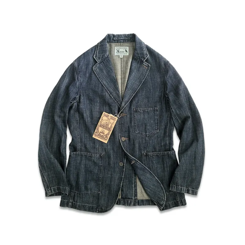 Men's Distressed Denim Suit Jacket