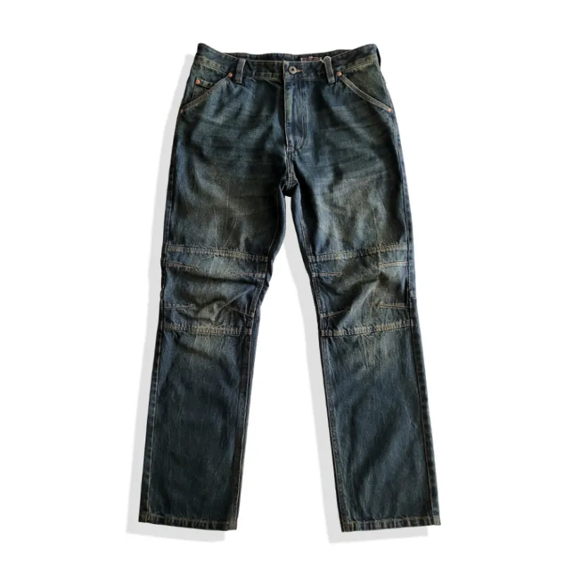 Men's Distressed Whiskers Jeans Dark Blue