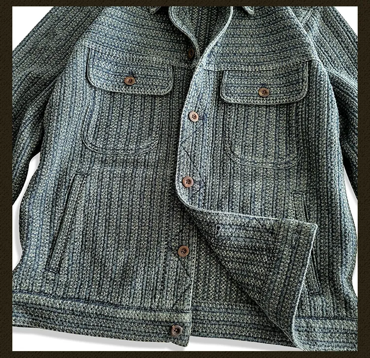 Men's Honeycomb Striped Denim Trucker Jacket