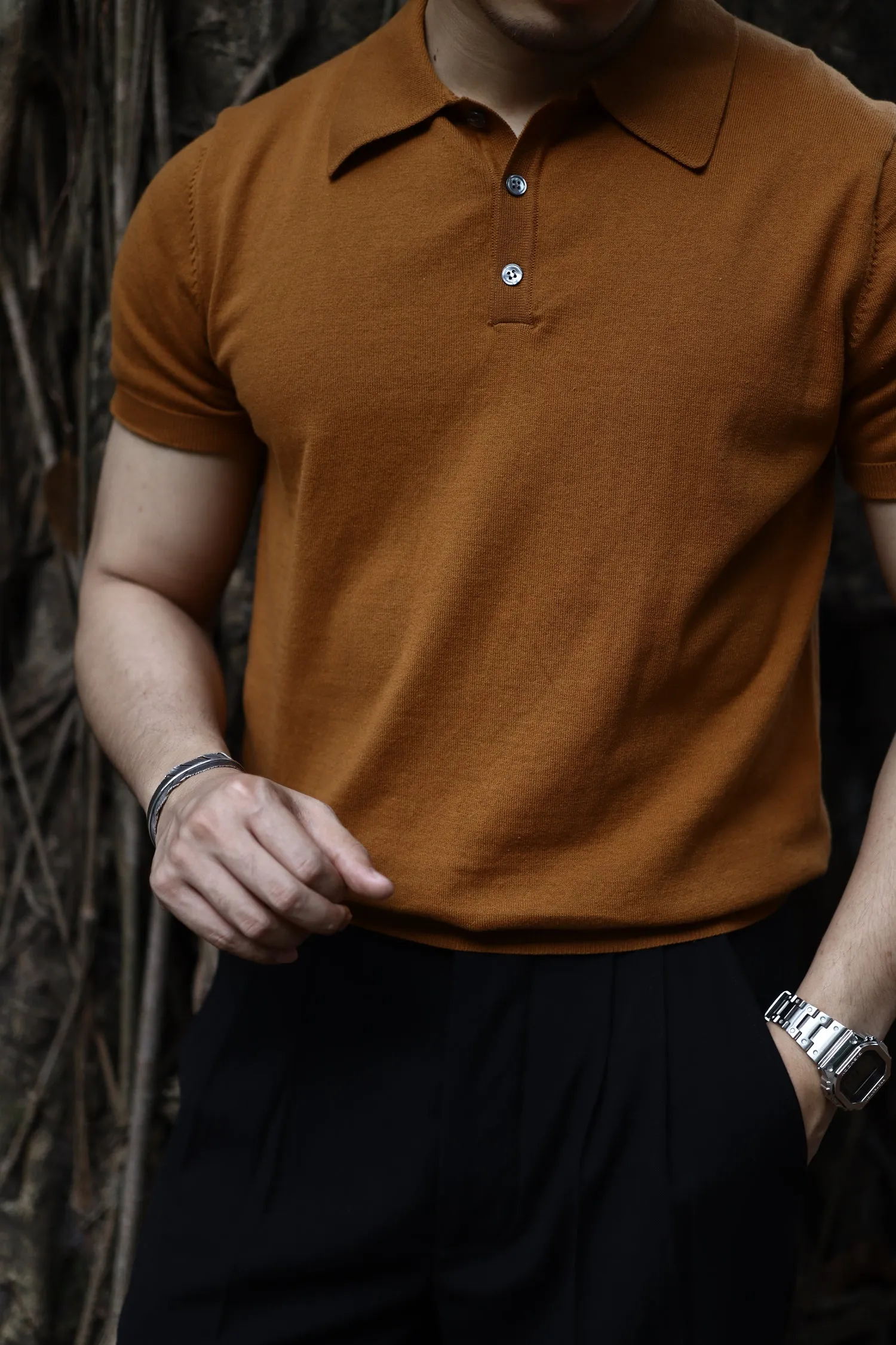 Men's Knitted Polo Short Sleeves Solid