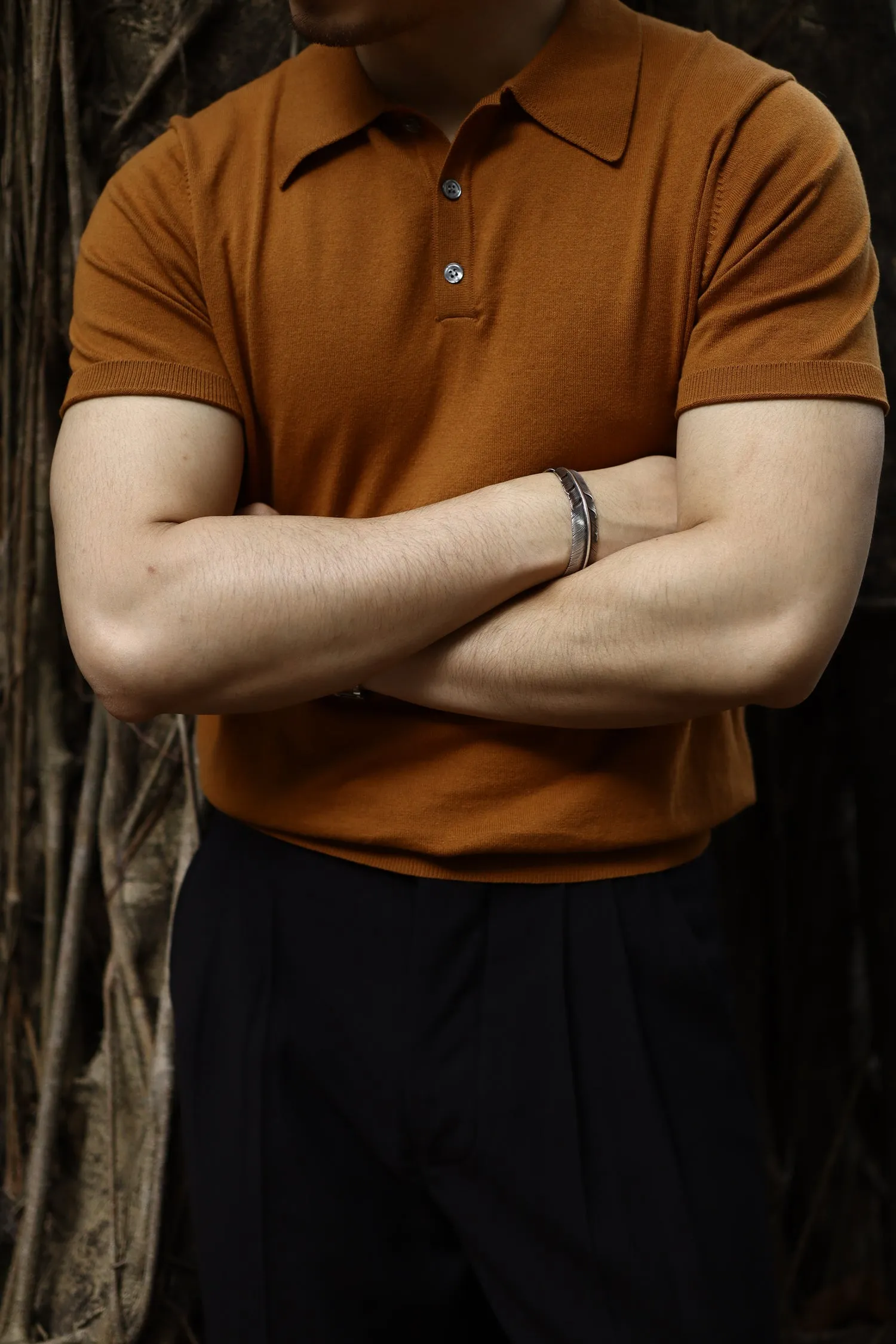 Men's Knitted Polo Short Sleeves Solid