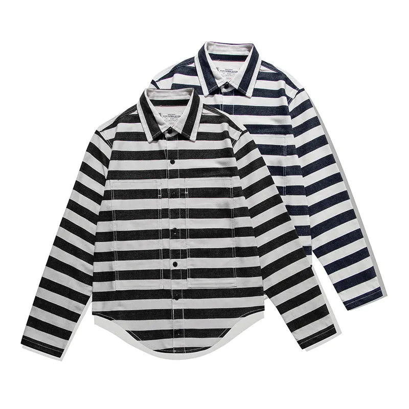 Men's Long Sleeves Striped Moto Shirt