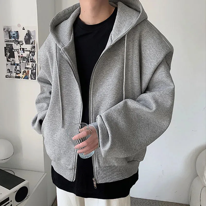 Men's Sweatshirt Jackets Casual Patchwork Double-deck Shoulder Design Solid Color Male Hoodies Spring Stylish 9C4869