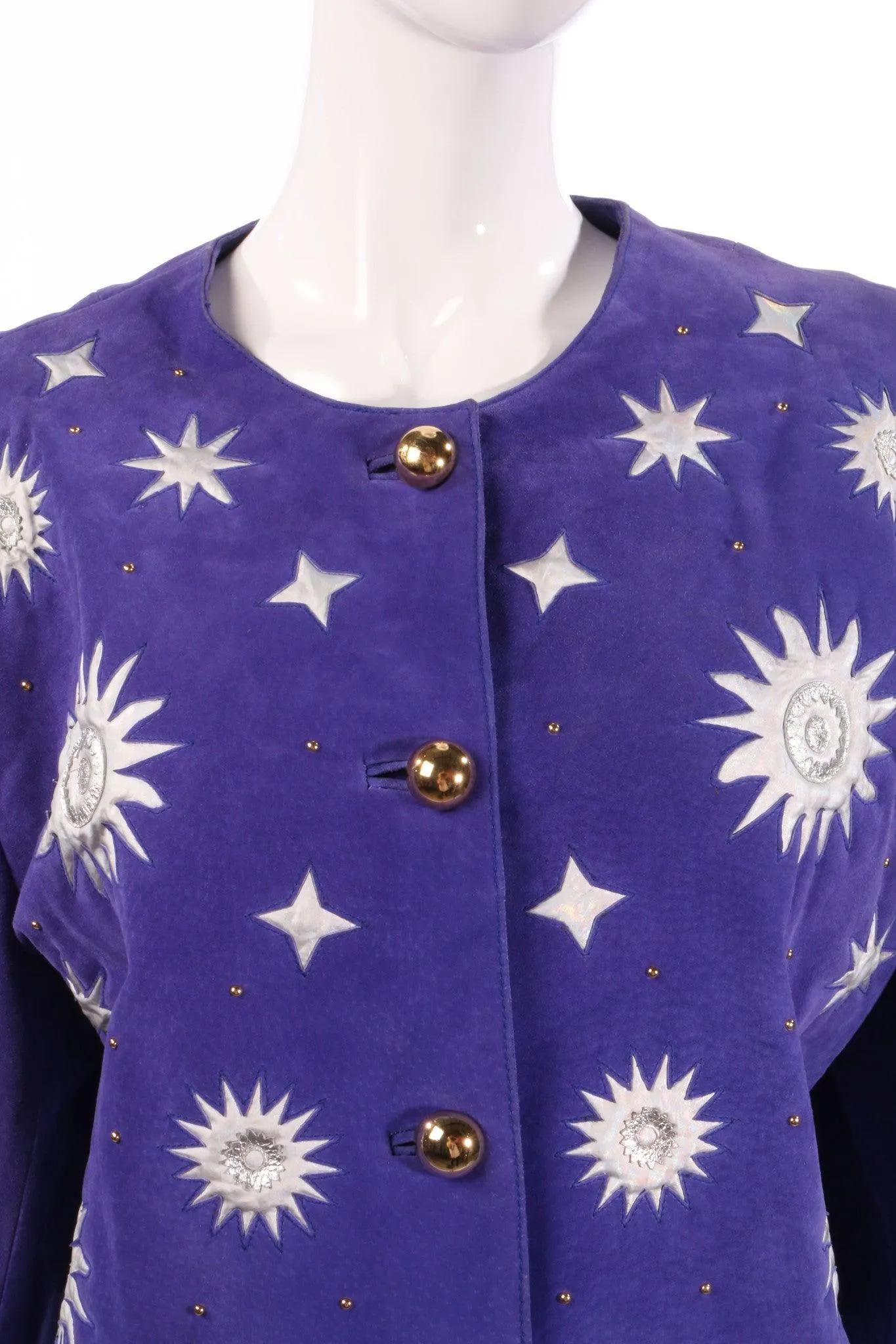 Miss Joy Authentics 1980's Jacket Suede Purple & Applique Size 14/16