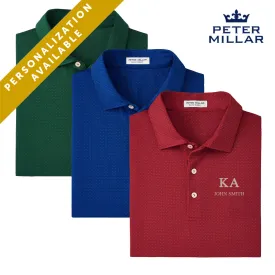 New! Kappa Alpha Personalized Peter Millar Tesseract Patterned Polo With Greek Letters