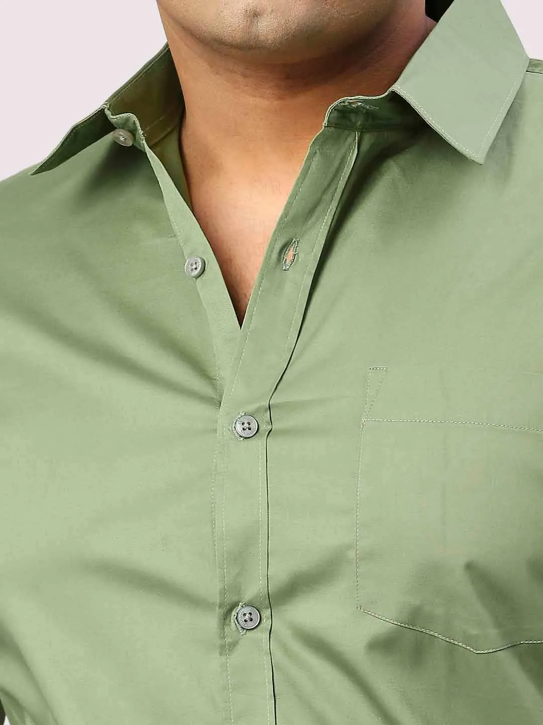 Pista Green Pure Cotton Shirt Men's Plus Size