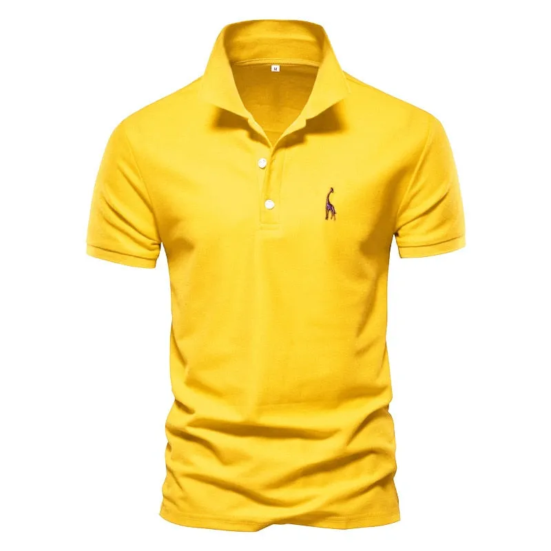 Polo Shirt Men's Casual Deer Embroidery 35% Cotton Polo shirt Men Short Sleeve High Quality polo men